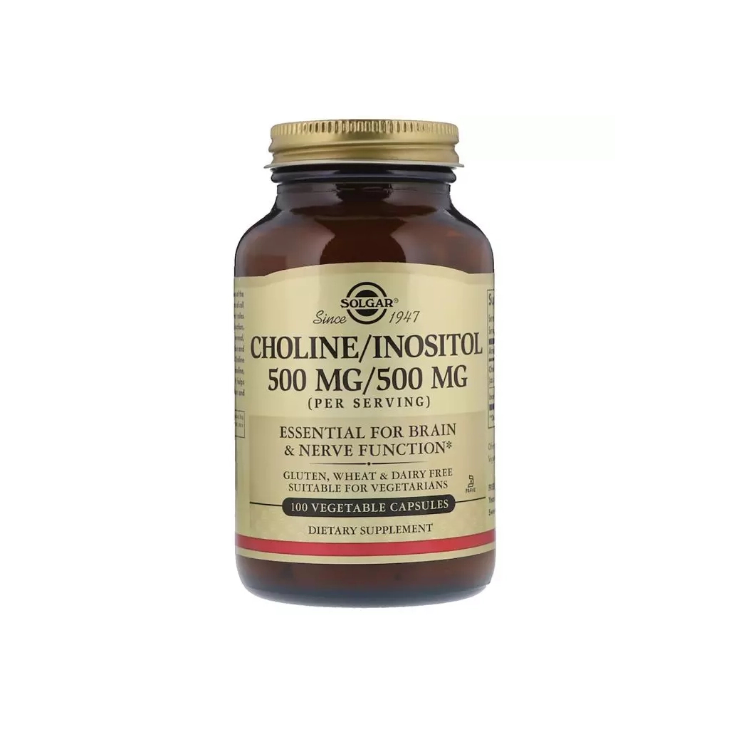 Вітамін Solgar Холін і Інозитол, Choline / Inositol, 500 мг / 500 мг, 100 к (SOL-00850) - зображення 1