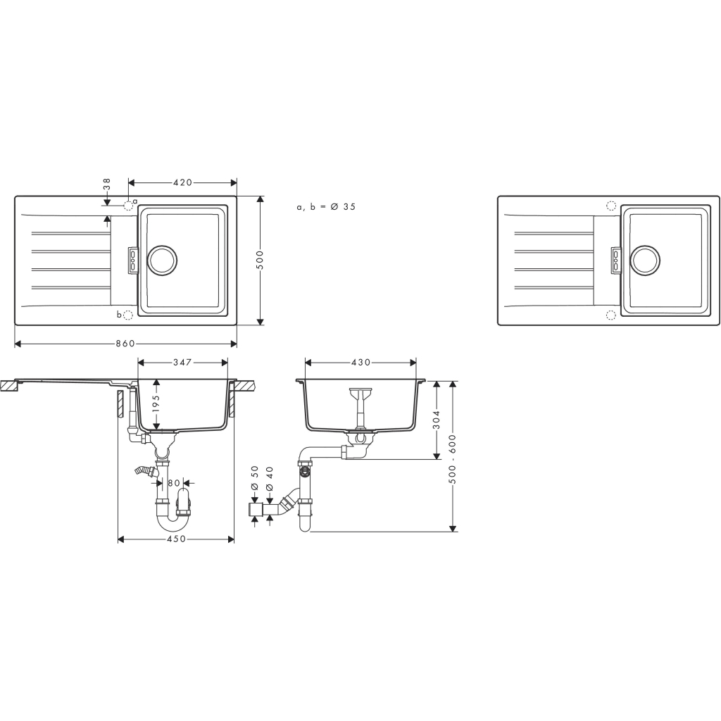 Мийка кухонна Hansgrohe S520-F345 + зміш. Zesis M33 (43356670) - зображення 8