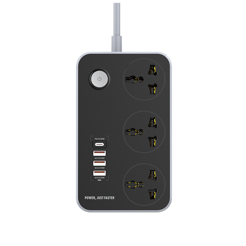 Мережевий фільтр живлення ColorWay CW-CHU34PDB, 3 розетки / 4USB Black 2M - зображення 10