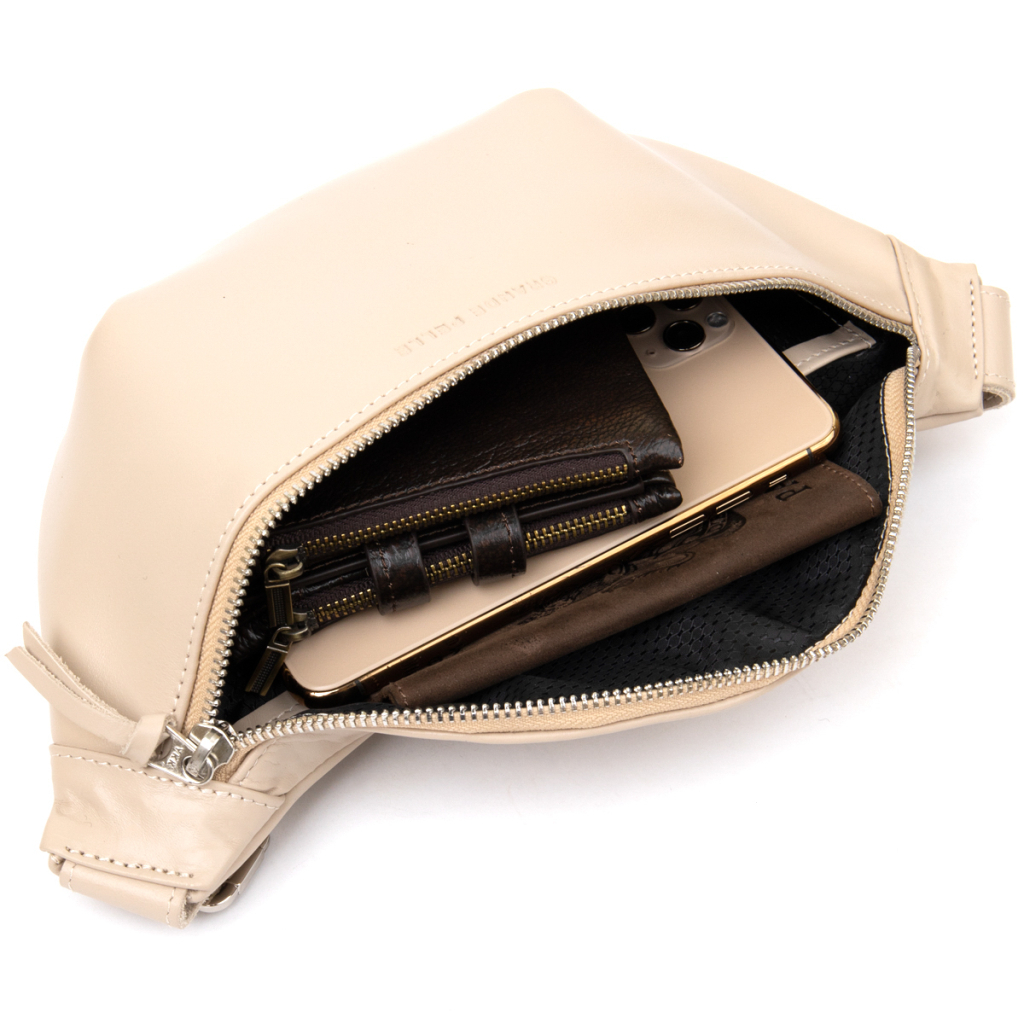 Сумка Grande Pelle Шкіряна на пояс Бежева (11357) - зображення 6
