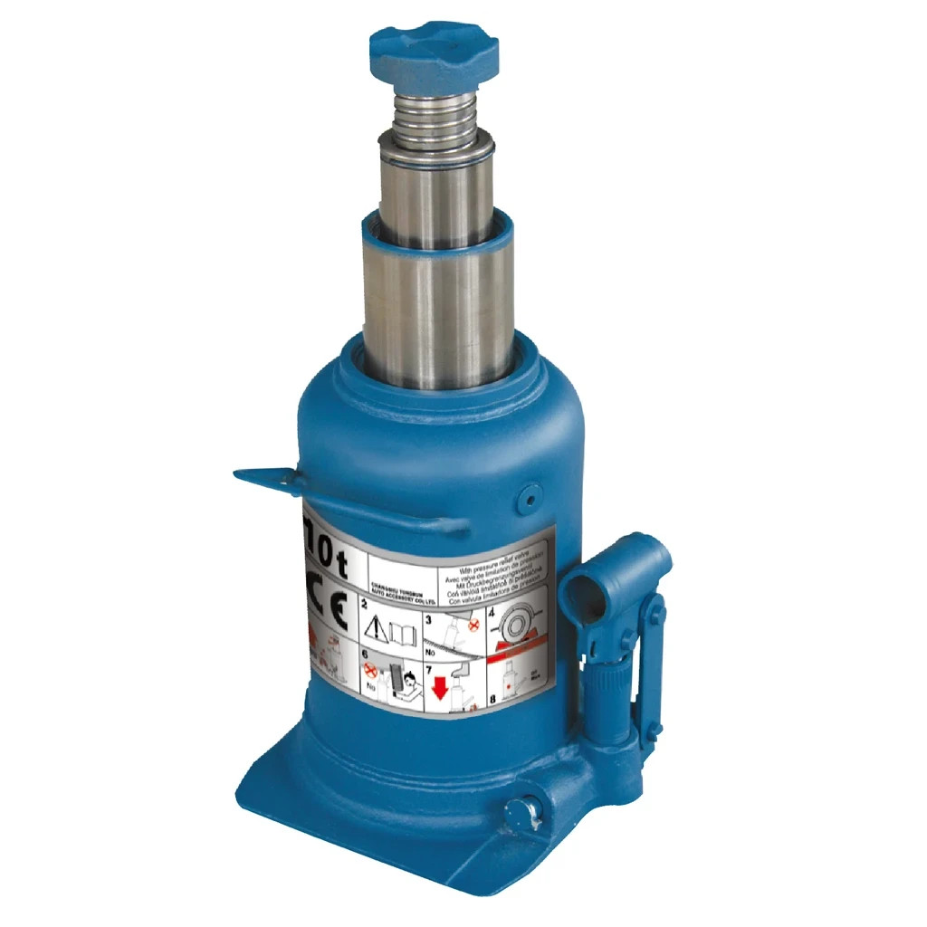 Домкрат GTM гідравлічний пляшковий 10т (210-520мм) двохштоковий (TH810001) - изображение 1