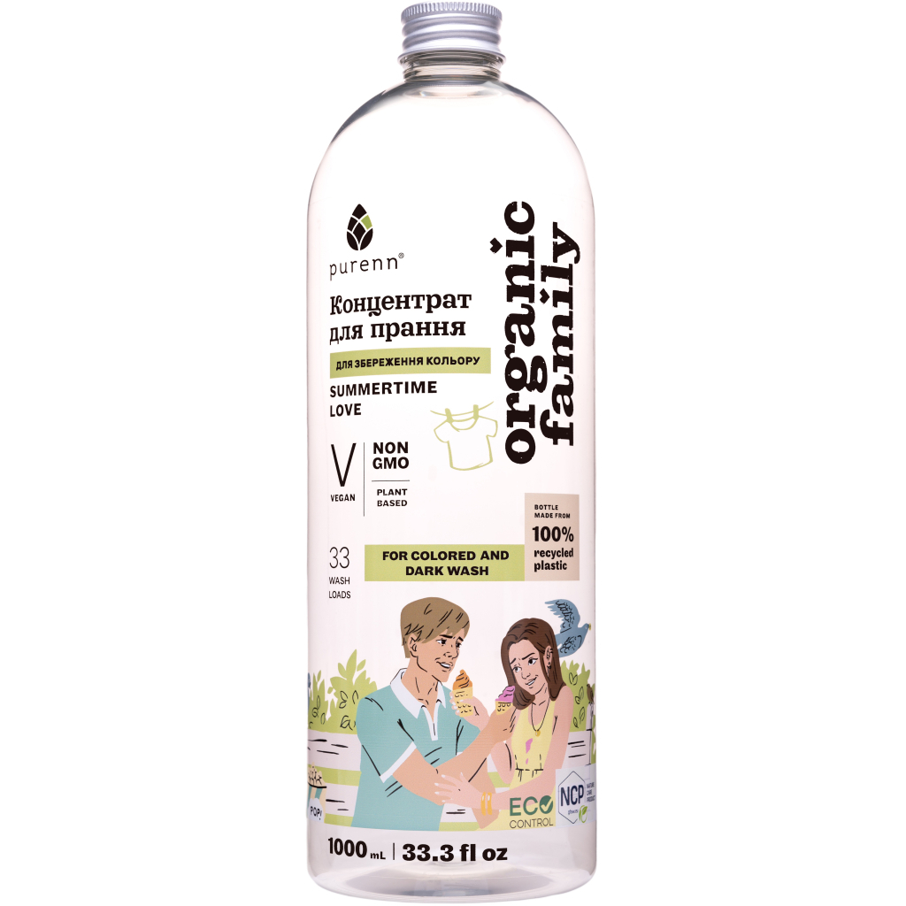 Гель для прання Purenn Organic Family Summertime Love для кольорових та темних речей з Календулою 1 л (4751024880425) - зображення 1