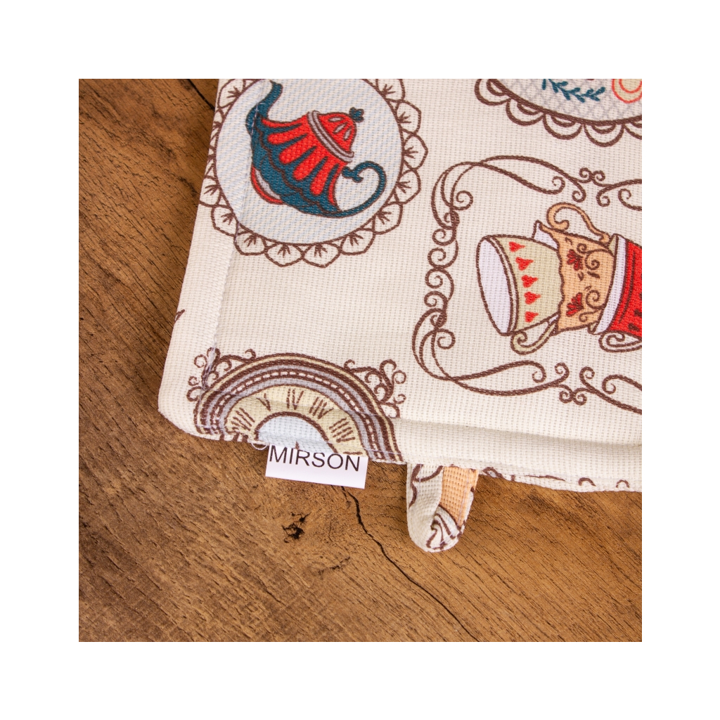 Кухонна прихватка MirSon рогожа/напівпанама №218 - Cream services (2200006754497) - зображення 2