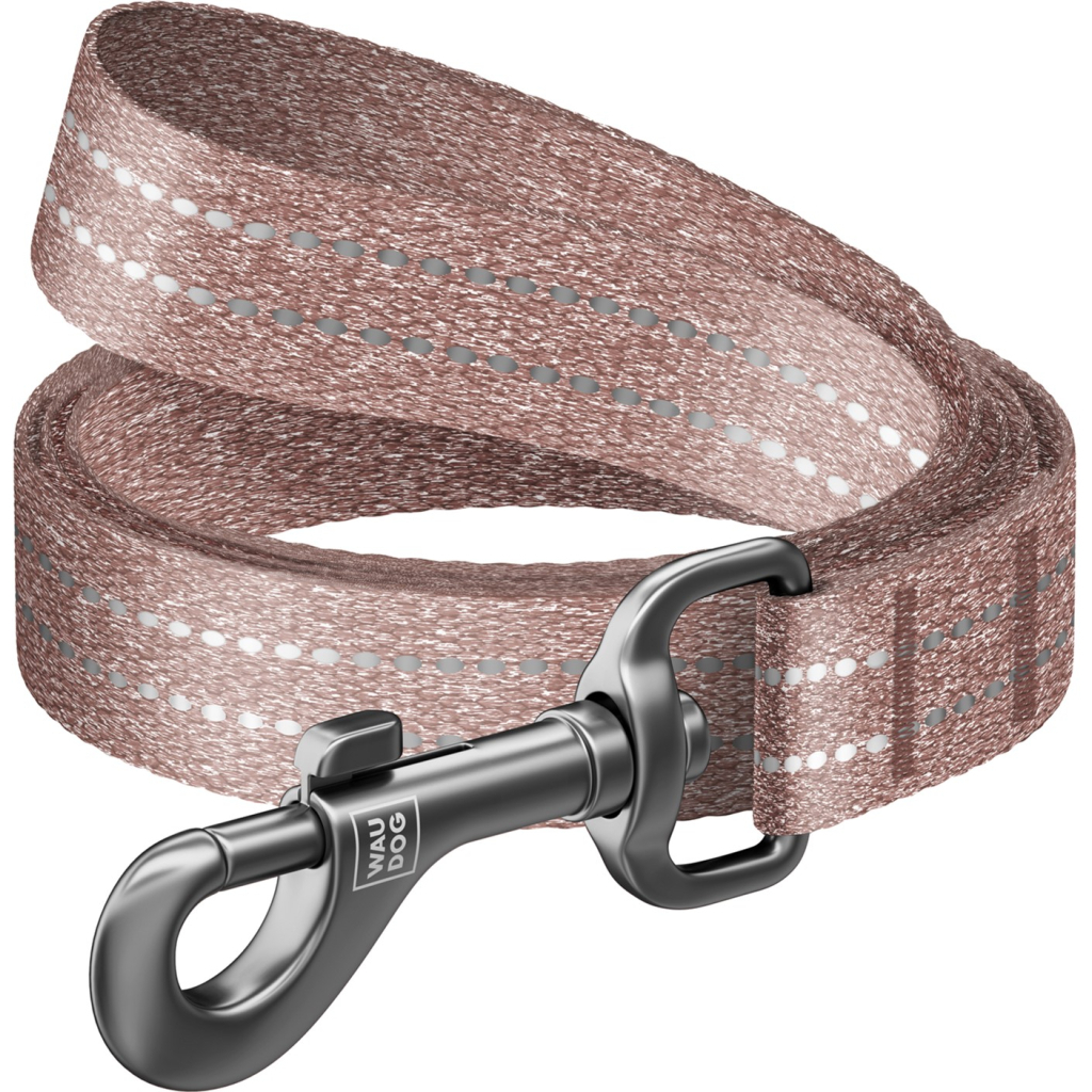 Повідець для собак WAUDOG Re-cotton світловідбивний L-XXL Ш 25 мм Д 150 см коричневий (40166) - зображення 1