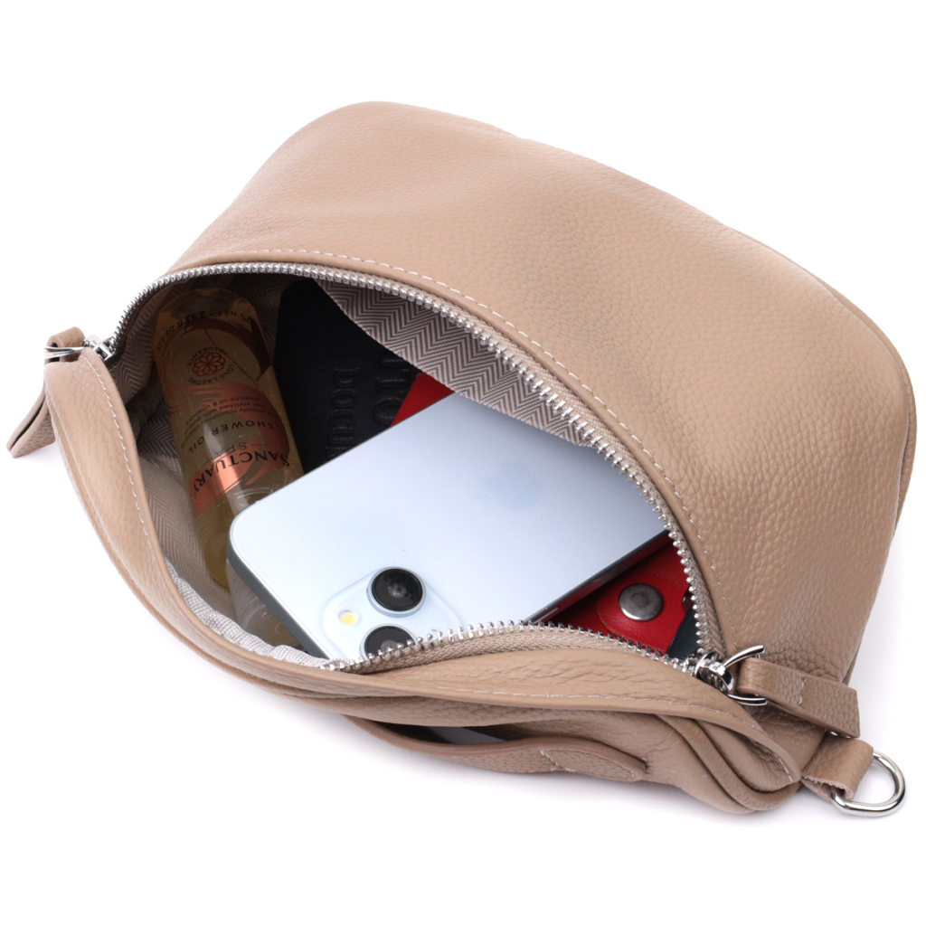 Сумка Vintage Через плече з натуральної шкіри Бежева (22657) - зображення 10