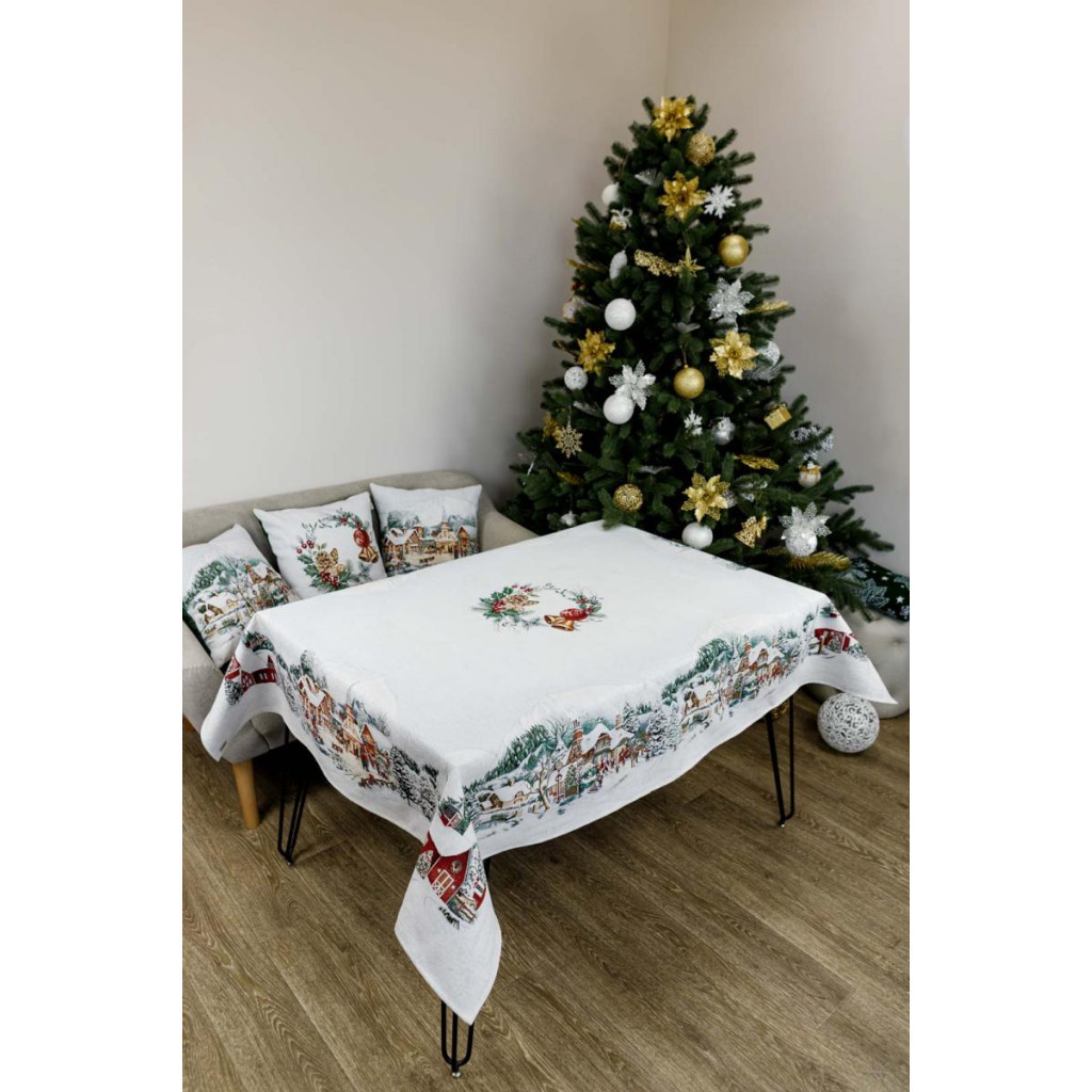 Скатертина Прованс гобеленова з велюром Зимове місто 135х240 см (4823093450486) - зображення 6