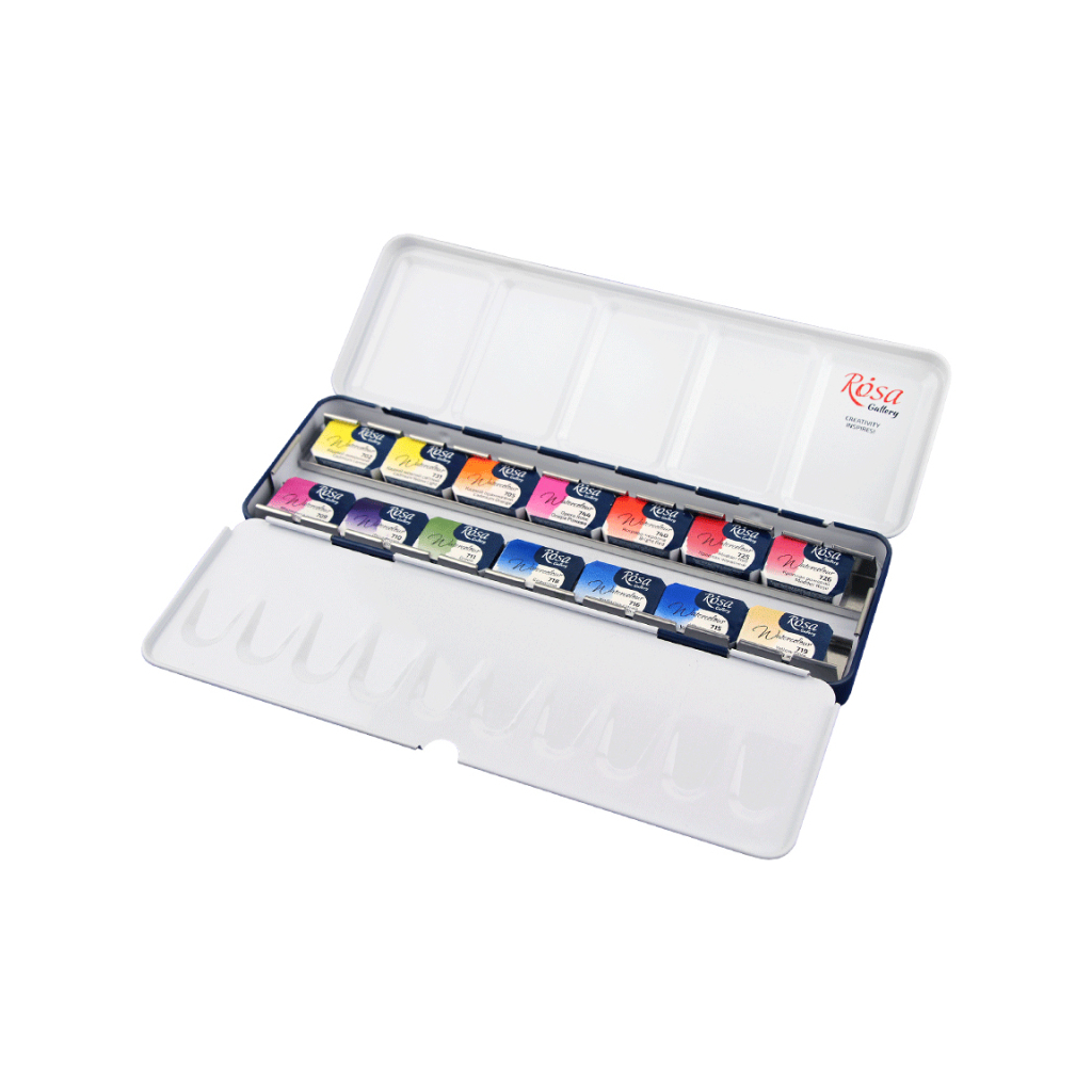 Акварельні фарби Rosa Gallery Ботаніка у металевому пеналі 14 кольорів (4823098518013) - зображення 2
