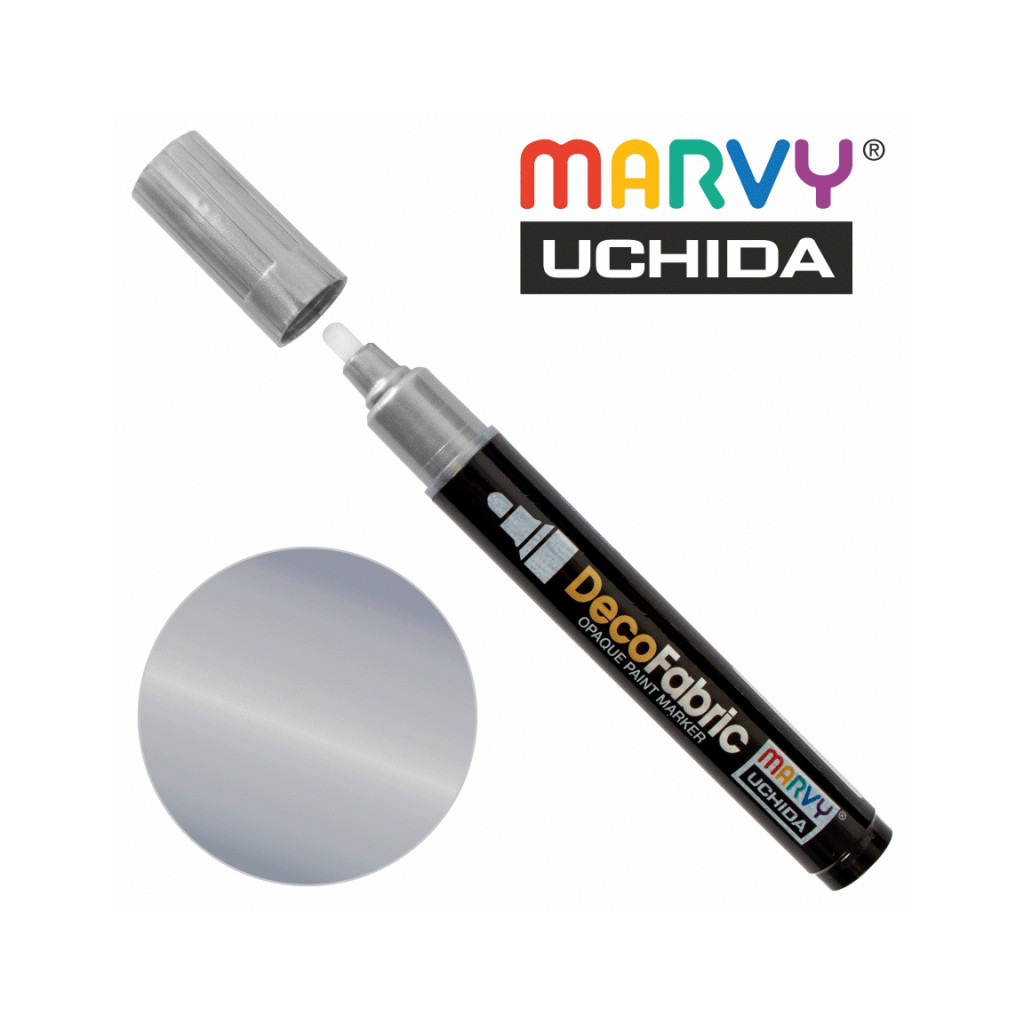 Художній маркер Marvy для розпису тканин, Срібло, односторонній, #223, DecoFabric (028617255804) - зображення 1
