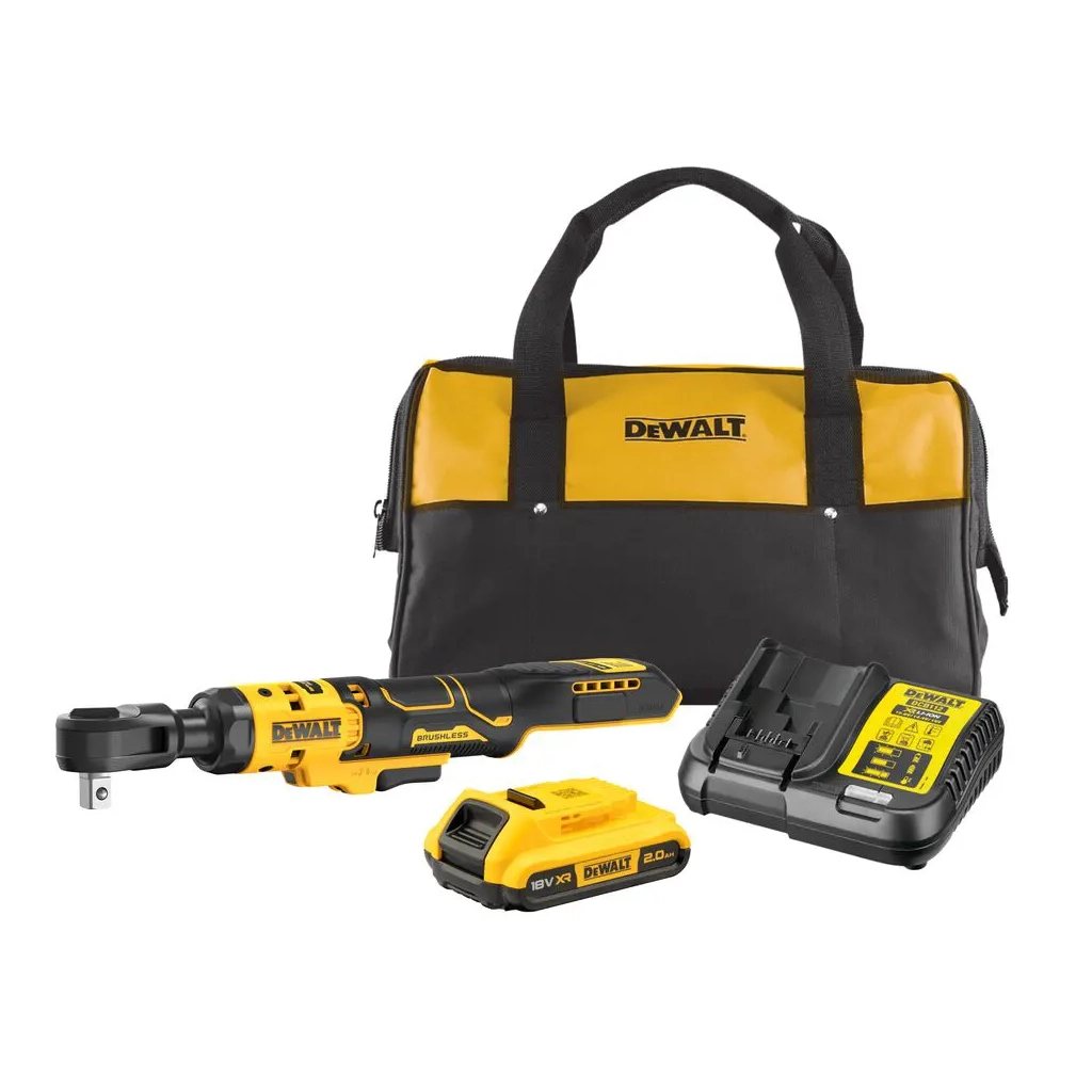 Гайковерт DeWALT кутовий - тріскачка, 18V XR Li-lon 2Ah, 95 Нм, сумка (DCF512D1) - зображення 1
