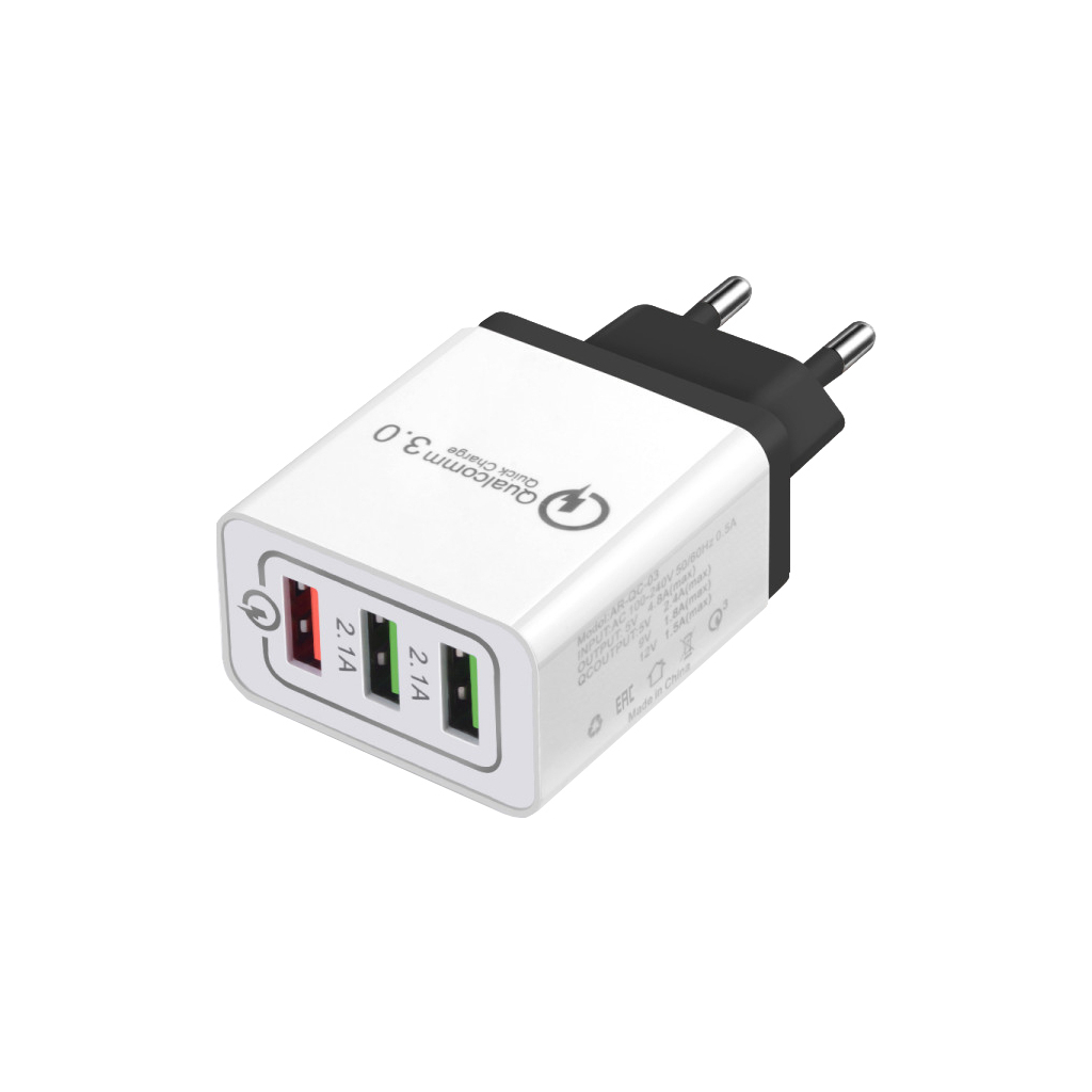 Зарядний пристрій XoKo QC-300 3 USB Qualcom 3.0 4.8A Black (QC-300-BK) - зображення 1