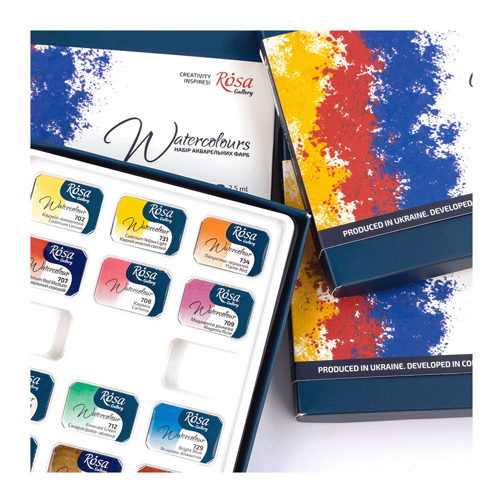 Акварельні фарби Rosa Gallery Monopigmented 12 кольорів по 2,5 мл кювета (4823098541141) - зображення 5