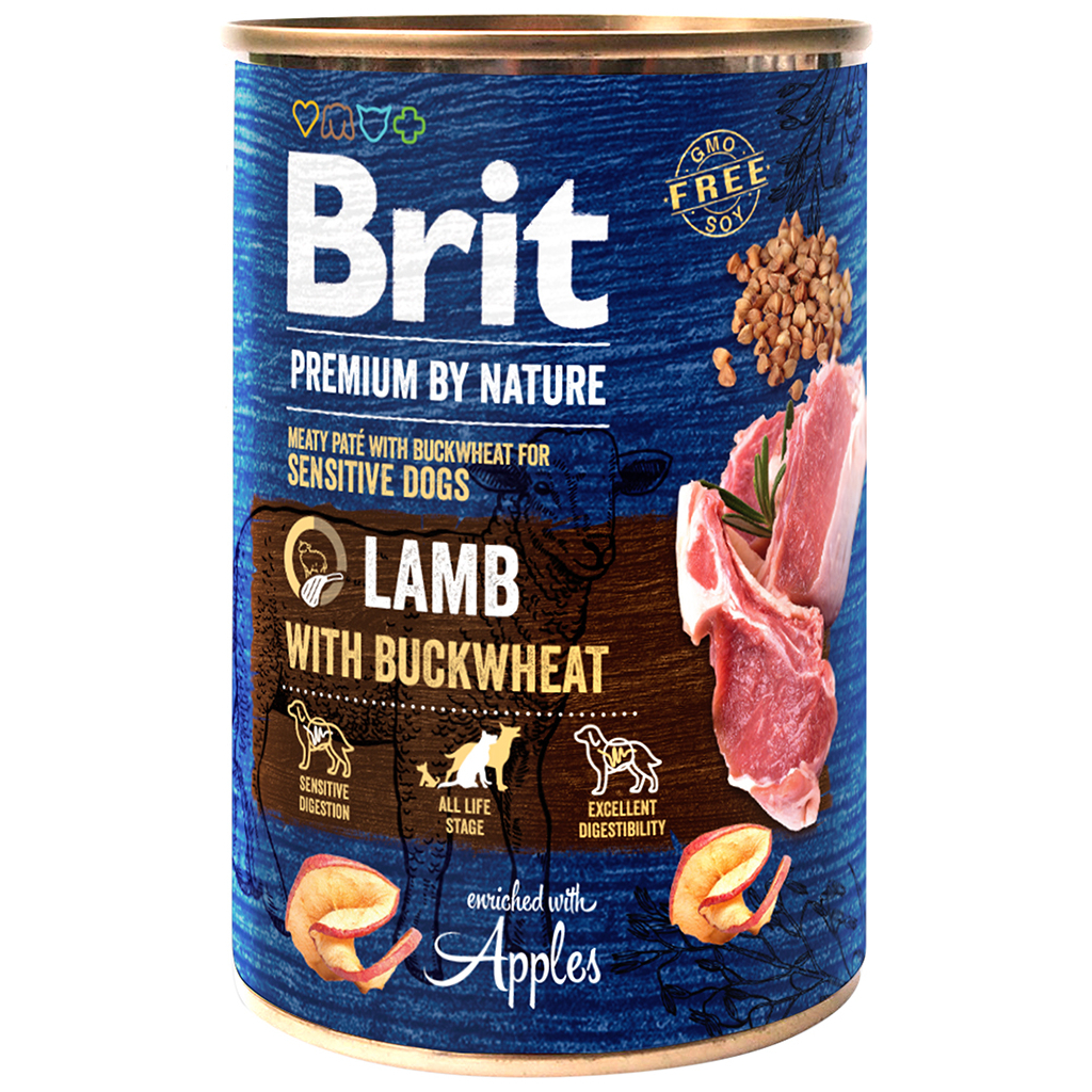 Консерви для собак Brit Premium by Nature ягня з гречкою 800 г (8595602538638) - зображення 1