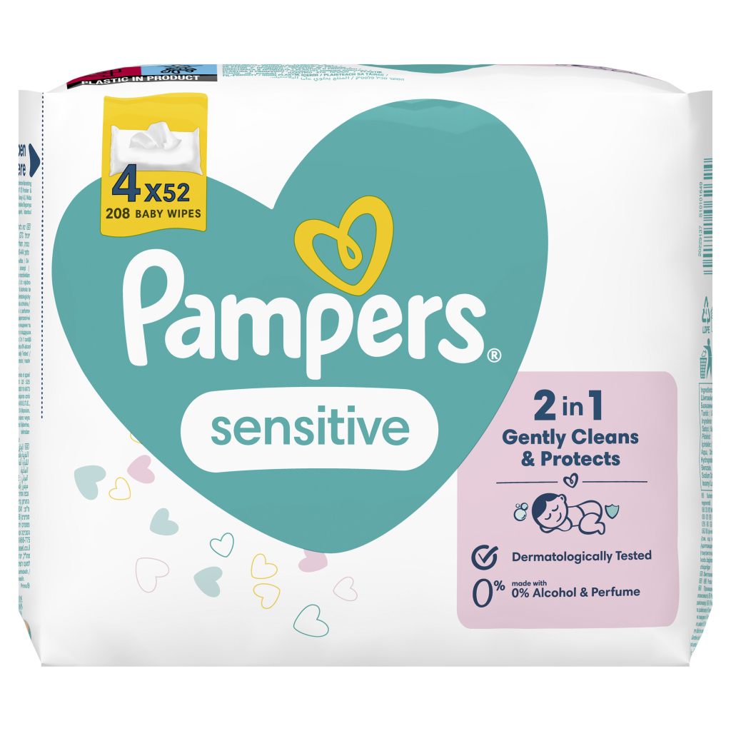 Дитячі вологі серветки Pampers Sens 4x52 (8001841062624) - изображение 2