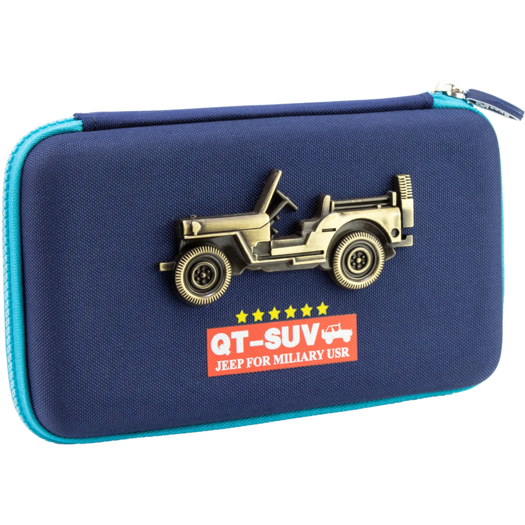 Пенал Cool For School з металевою аплікацією 1 відділення Темно-синій (QT-5795-Royal Blue) - зображення 1