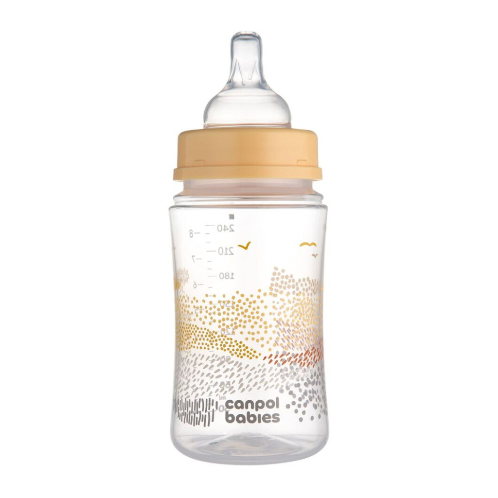 Пляшечка для годування Canpol babies Easystart MOUNTAINS антиколікова з широким отвором 240 мл бежева (35/243_bei) - зображення 2