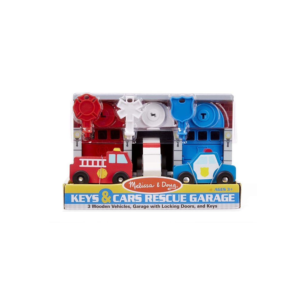 Ігровий набір Melissa&Doug Дерев'яний гараж рятувальних машин з ключами (MD4607) - зображення 2