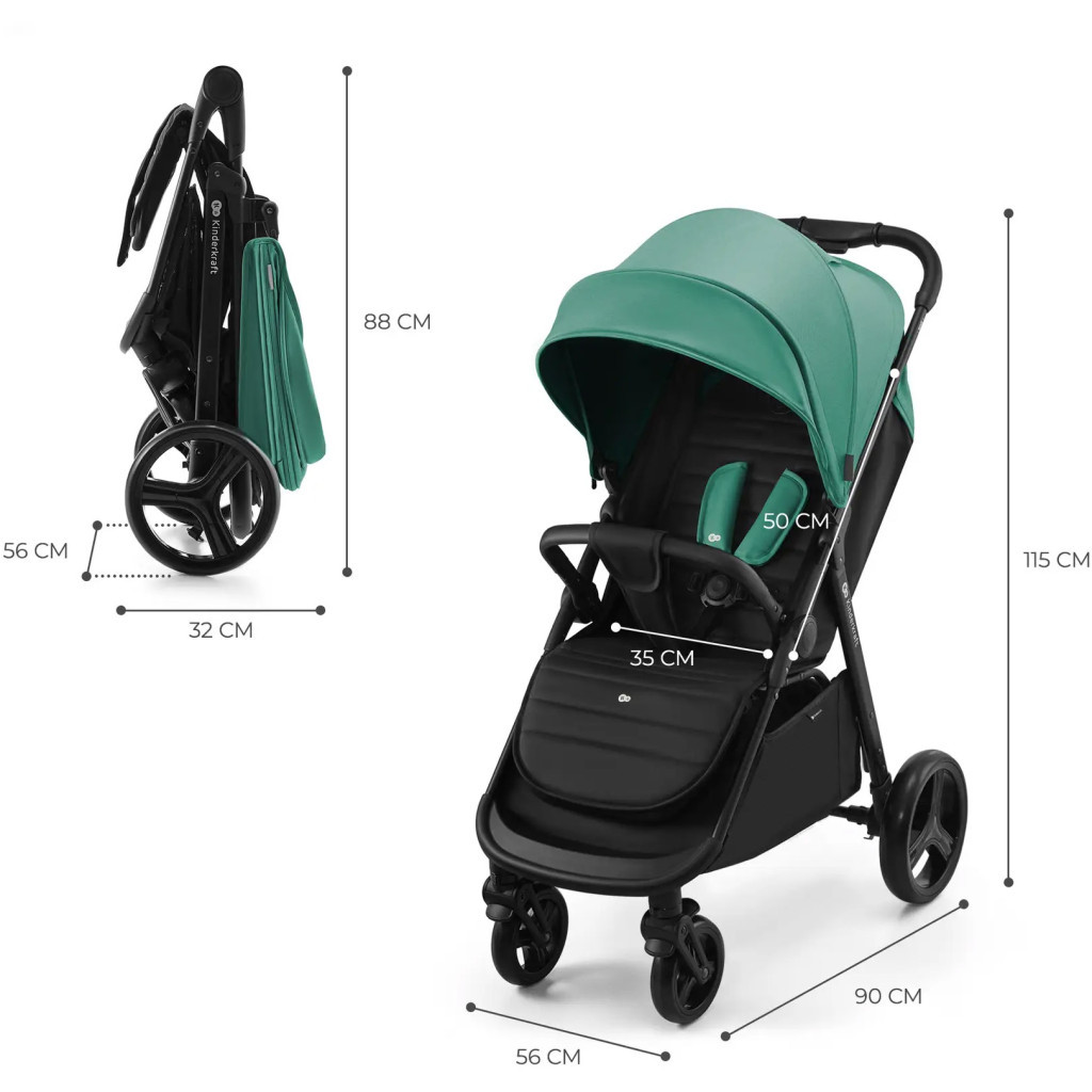 Коляска Kinderkraft Rine Juicy Green (KSRINE00GRE0000) (5902533922154) - зображення 7