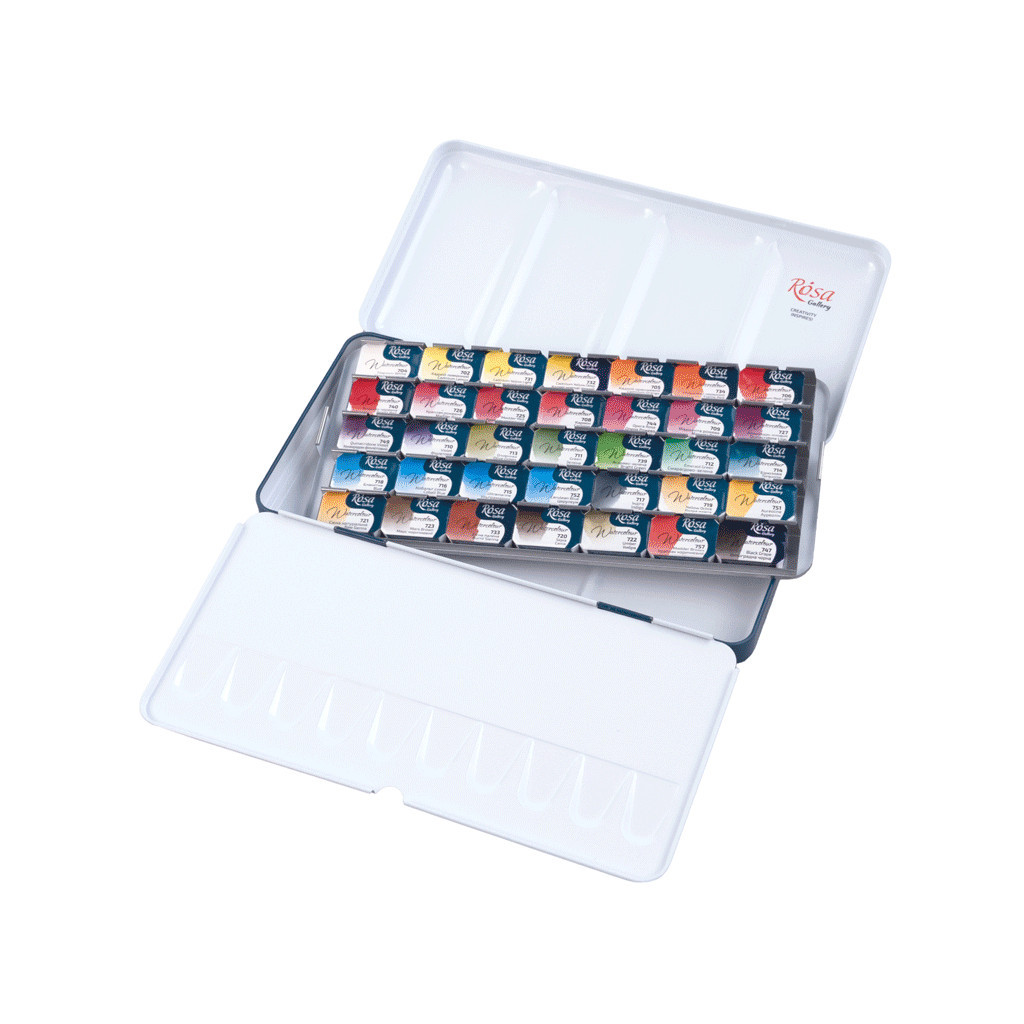 Акварельні фарби Rosa Gallery Bontanical, 35 кольорів 2,5мл, кювета, Індіго (4823098540724) - изображение 6