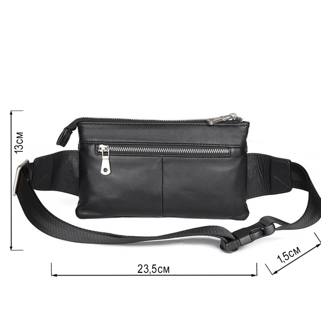 Сумка Vintage Поясна зерниста шкіряна Чорна (14976) - зображення 3