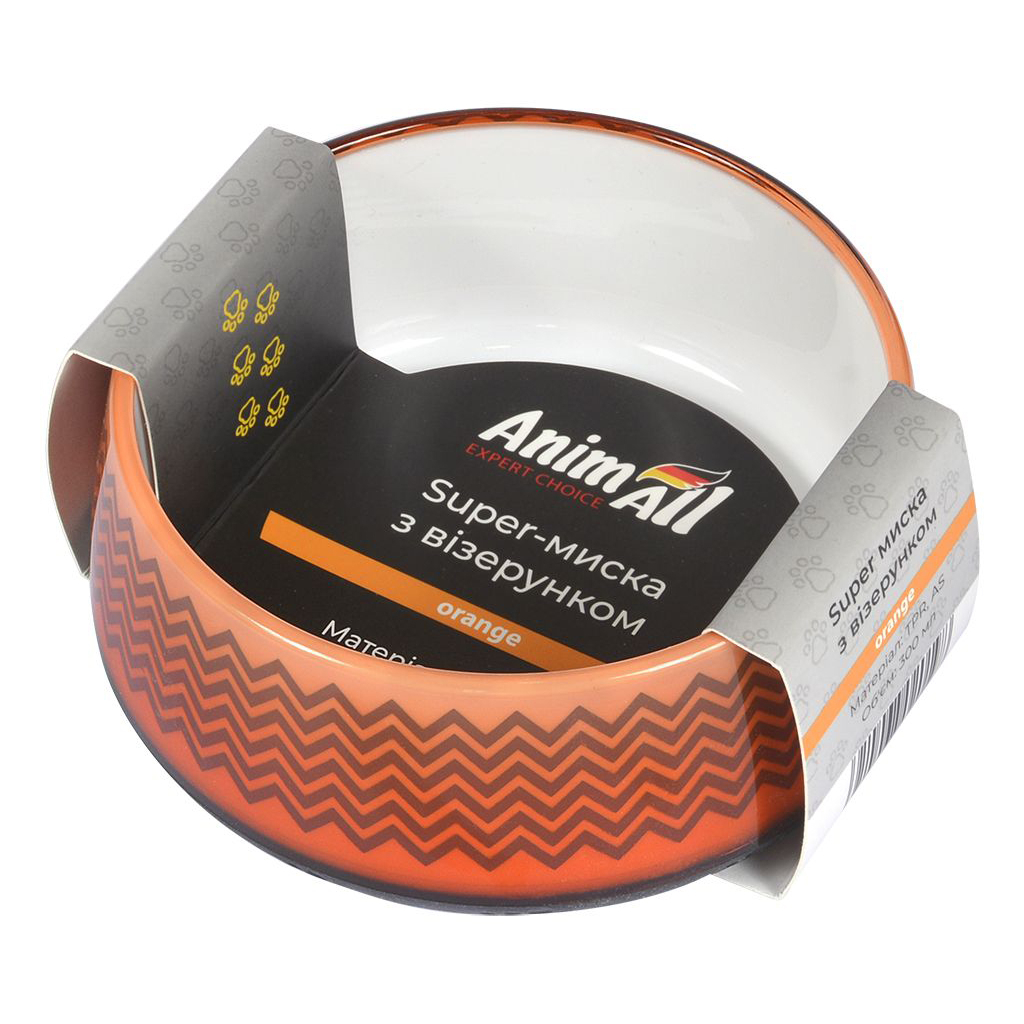 Посуд для собак AnimAll Миска з візерунком 300 мл помаранчева (6914068020198) - зображення 2