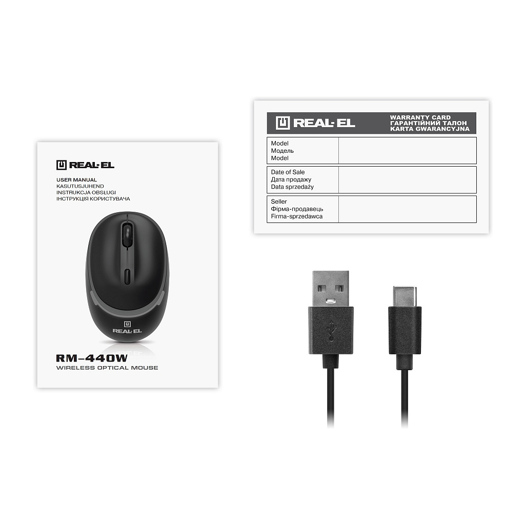 Мишка REAL-EL RM-440W Wireless/Bluetooth Black (EL123200045) - зображення 9