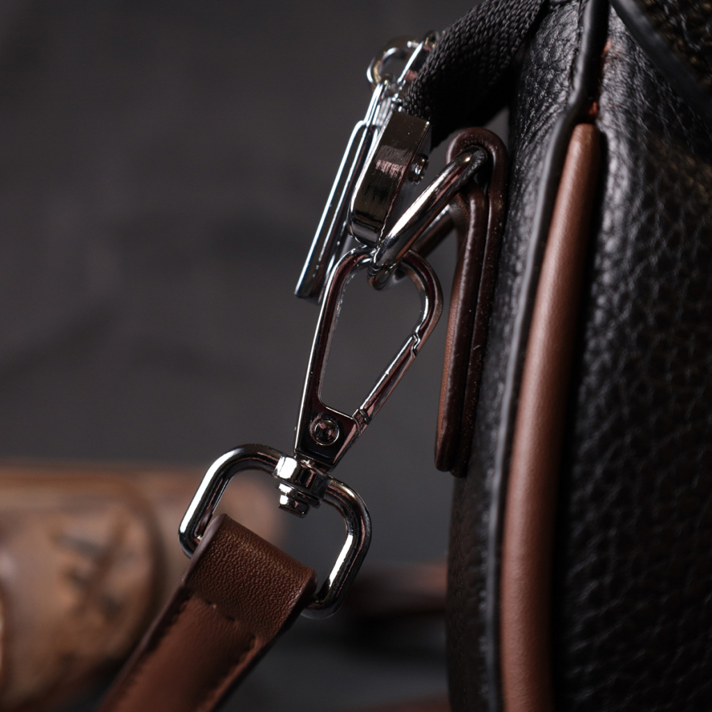 Сумка Vintage Шкіряна напівкругла з магнітом-застібкою для жінок Чорна (22441) - зображення 11