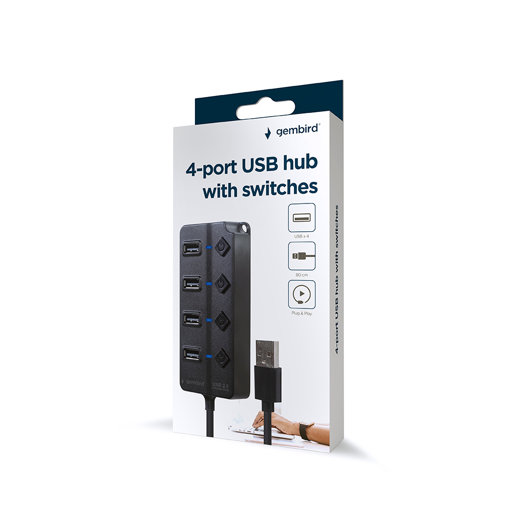 Концентратор Gembird USB 2.0 4 ports (UHB-U2P4P-01) - зображення 5