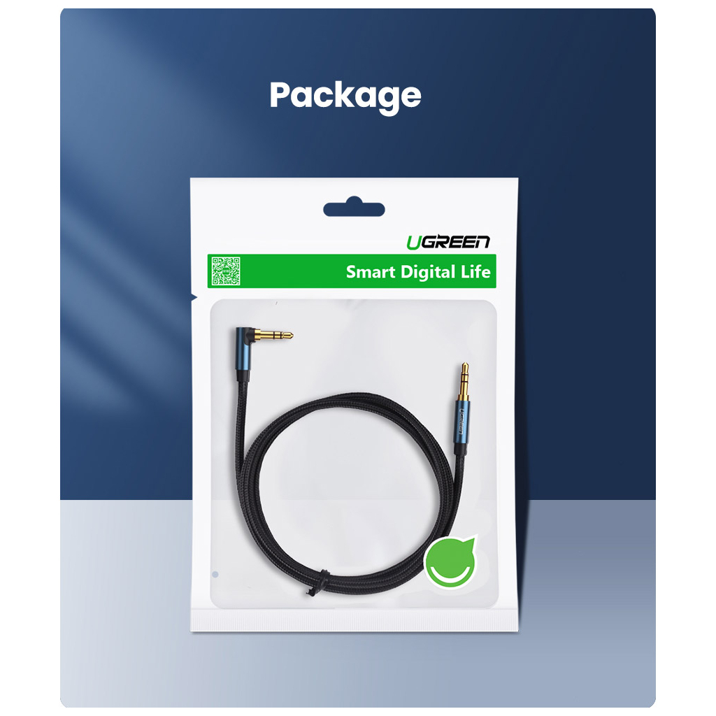 Кабель мультимедійний 3.5mm M to 3.5mm M 1.5m 90° corner AV112 blue Ugreen (60180) - picture 12