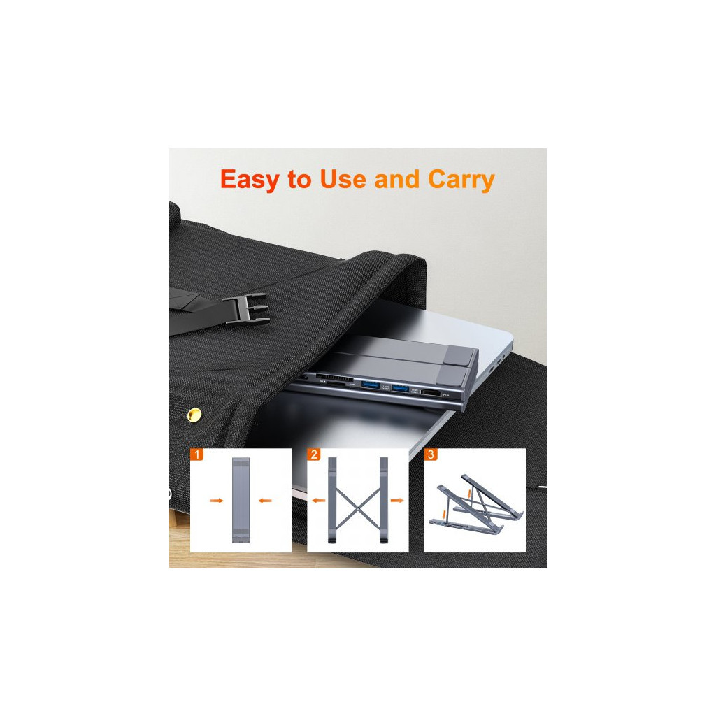 Порт-реплікатор Choetech USB-C 7-in-1 (HDMI/PD/картридер/USB-A/USB-C) Docking Station (HUB-M48-GY) - зображення 6