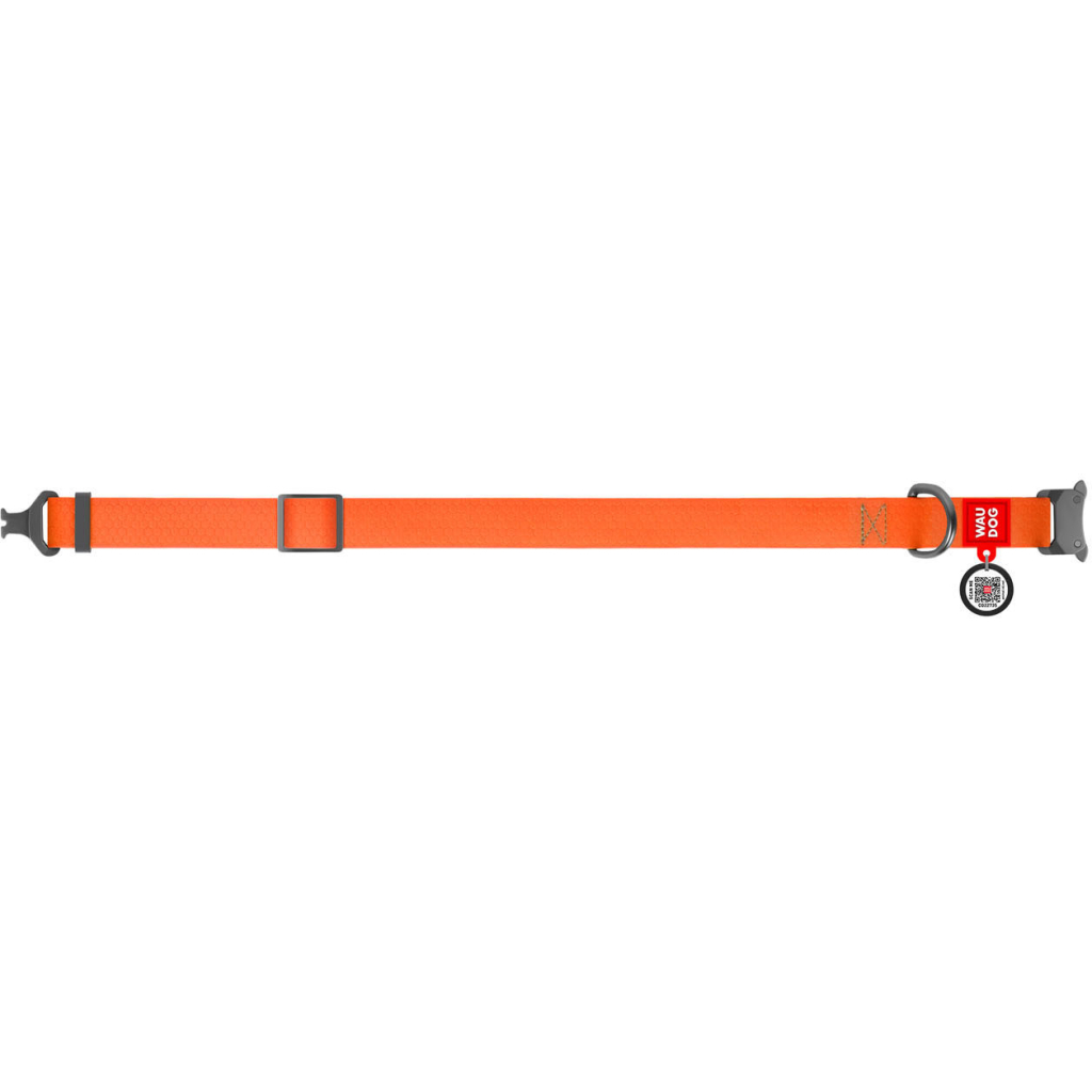 Нашийник для тварин WAUDOG Waterproof з QR паспортом L Ш 25 мм Д 31-49 см(помаранчевий) (27864) - изображение 3