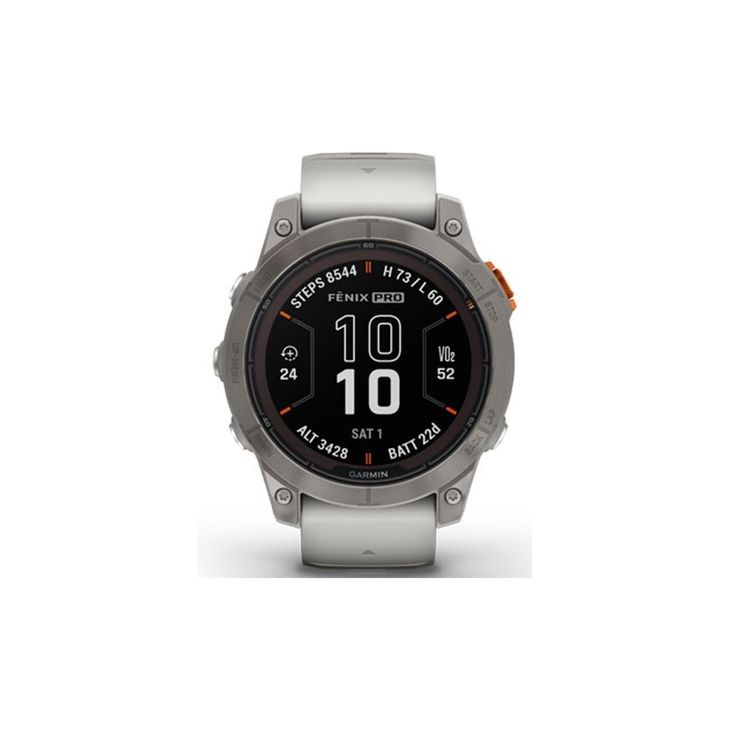 Смарт-годинник Garmin fenix 7 Pro Saph Solar, Ti w/ Fog Gry/Ember Orange Band, GPS (010-02777-21) - зображення 2