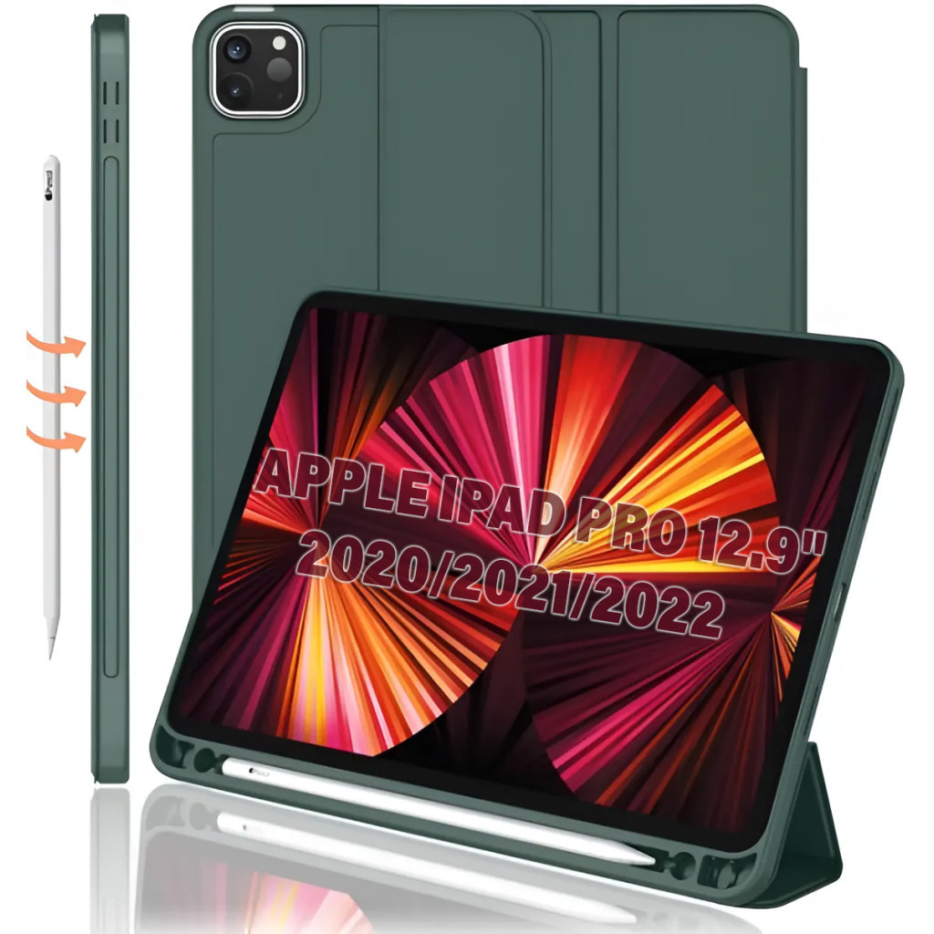 Чохол до планшета BeCover Tri Fold Hard TPU Apple iPad Pro 12.9 2020/2021/2022 Dark Green (711116) - зображення 2