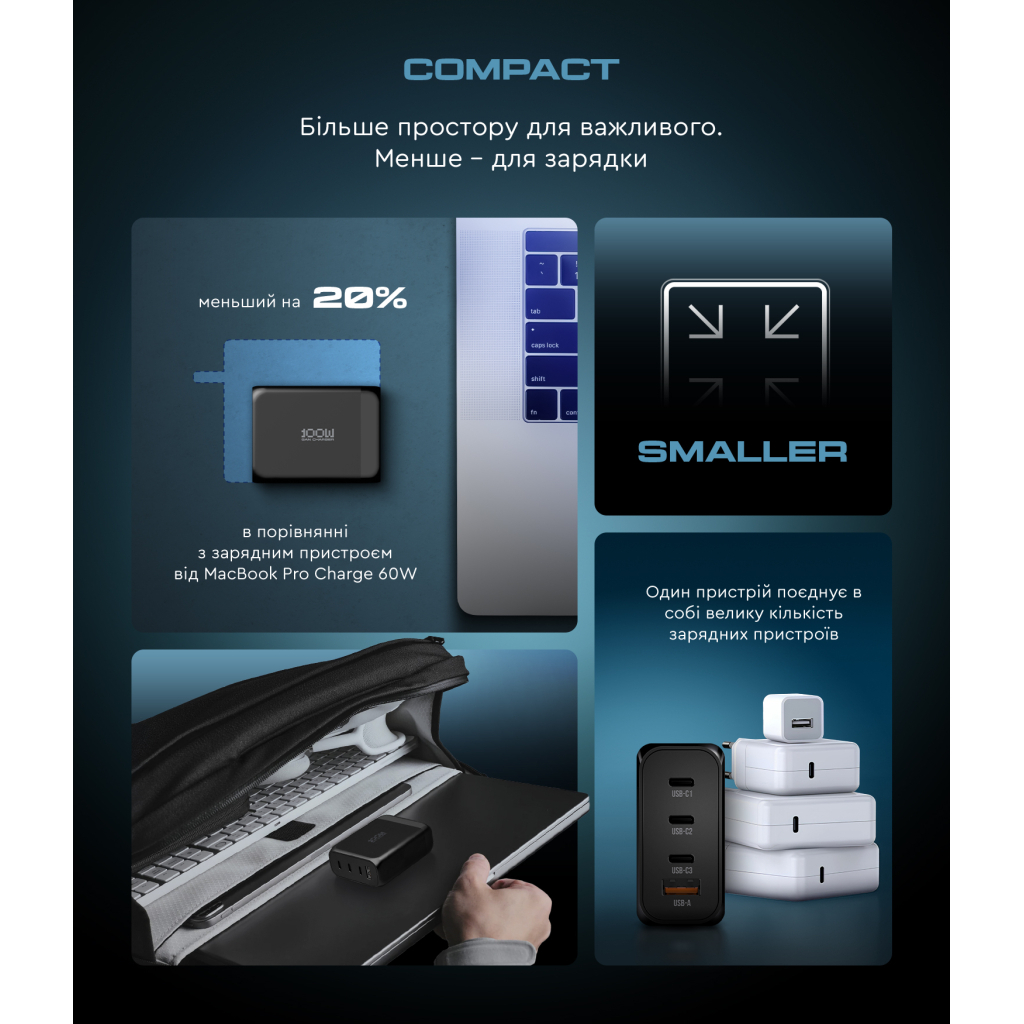 Зарядний пристрій Armorstandart ARP-131 Resolute Power USB-C 100W GaN Black (ARM70024) - зображення 9