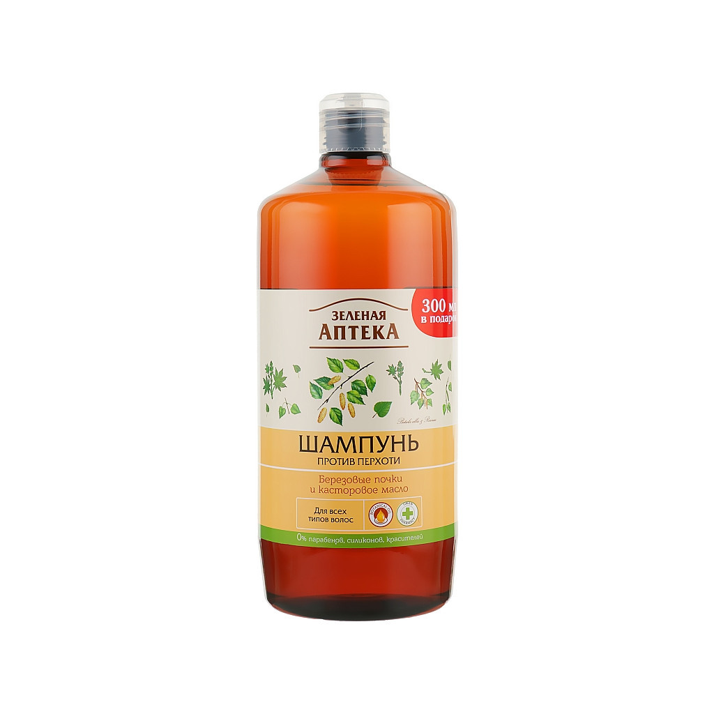 Шампунь Зелена Аптека Березові бруньки та рицинова олія 1000 мл (4823015934360) - зображення 1