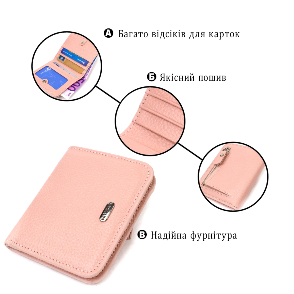 Гаманець Canpellini З натуральної шкіри флотар Рожевий (21797) - зображення 4