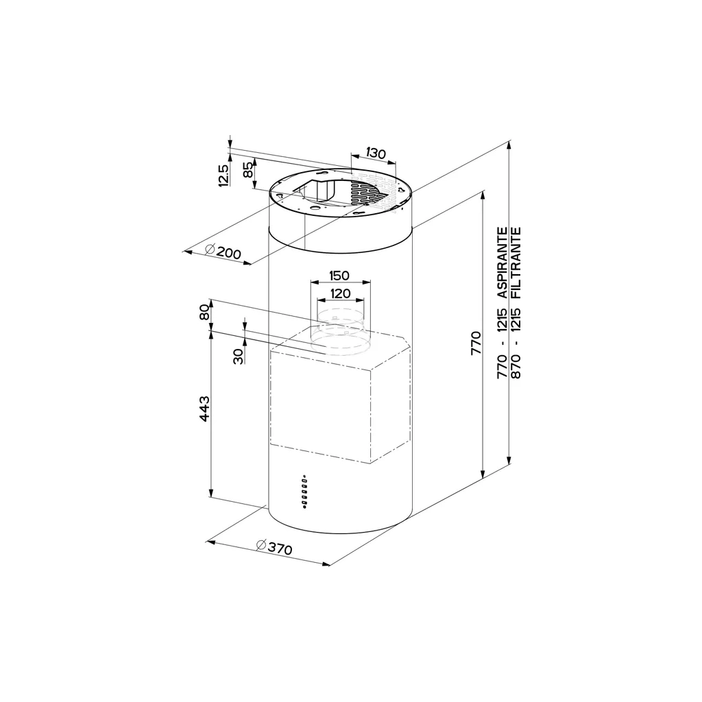 Витяжка кухонна Faber Cylindra Isola Ev8 X A37 Eln (110.0332.308) - зображення 3