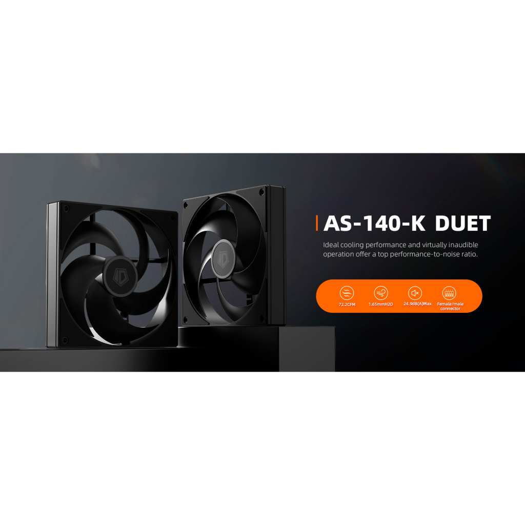 Кулер до корпусу ID-Cooling Вентилятор ID-Cooling AS-140-K Duet Black (AS-140-K DUET) - зображення 6
