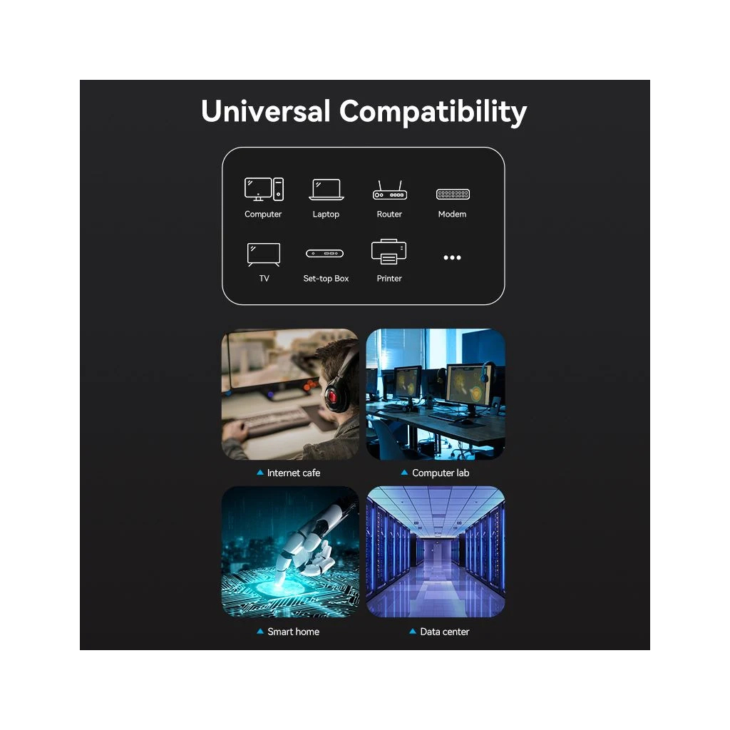 Патч-корд Cat8 SFTP Patch Cable 1M Black VENTION (IKKBF) - picture 10