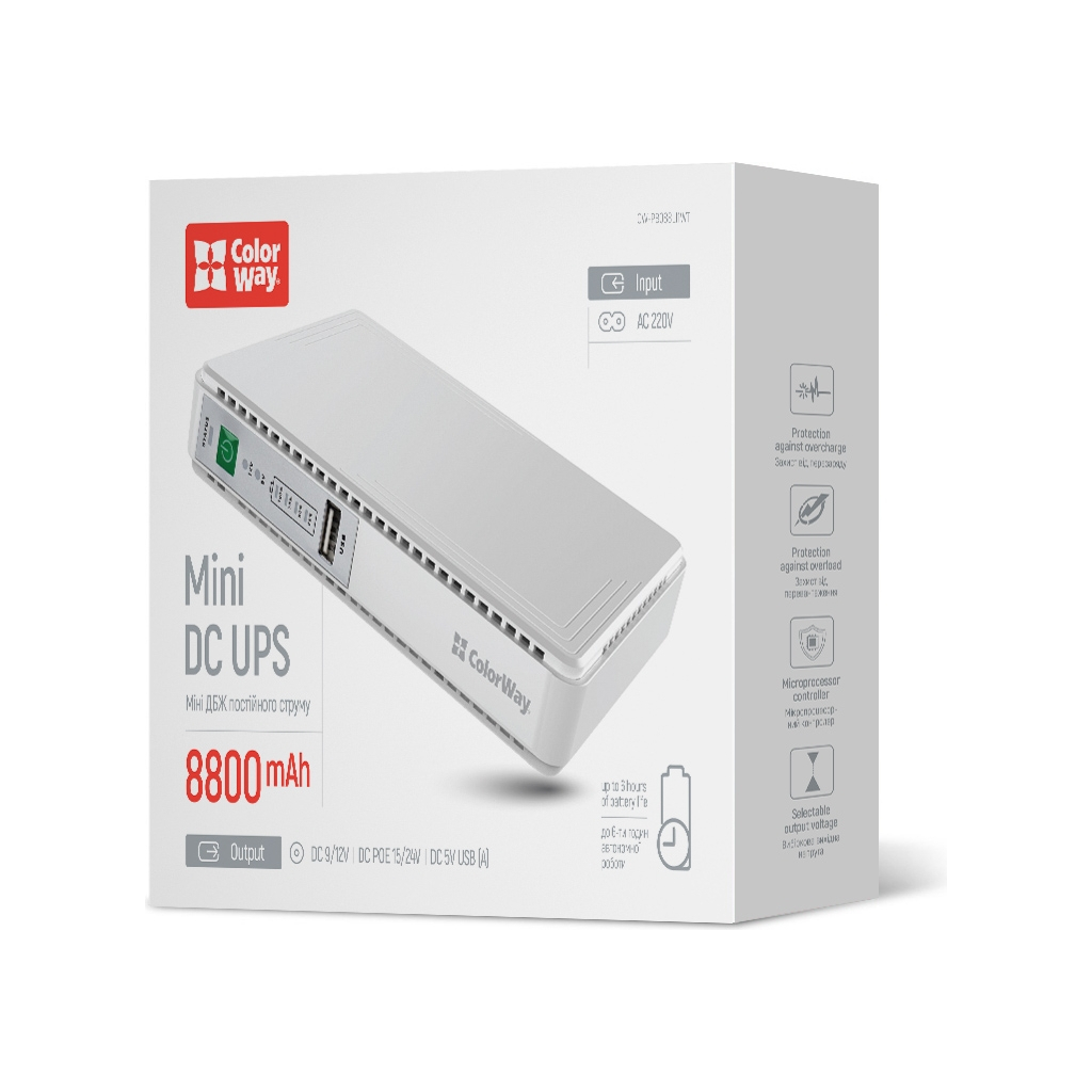 Пристрій безперебійного живлення ColorWay CW-PB088LI1WT 21W (CW-PB088LI1WT) - зображення 2