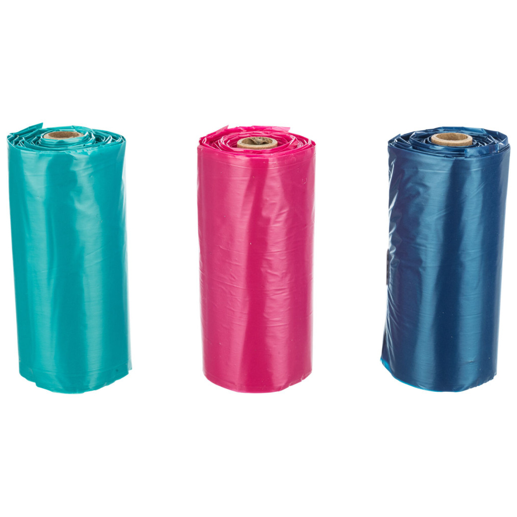 Пакети для собак Trixie з ручками 3 рулони по 15 шт різнокольорові (4011905228457) - изображение 1