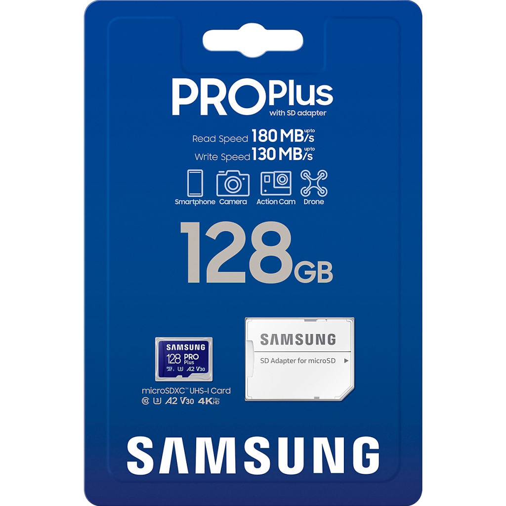 Карта пам'яті Samsung 128 GB microSDXC Pro Plus UHS-I U3 V30 A2 Class 10 + SD-adapter (MB-MD128SA/EU) - зображення 3