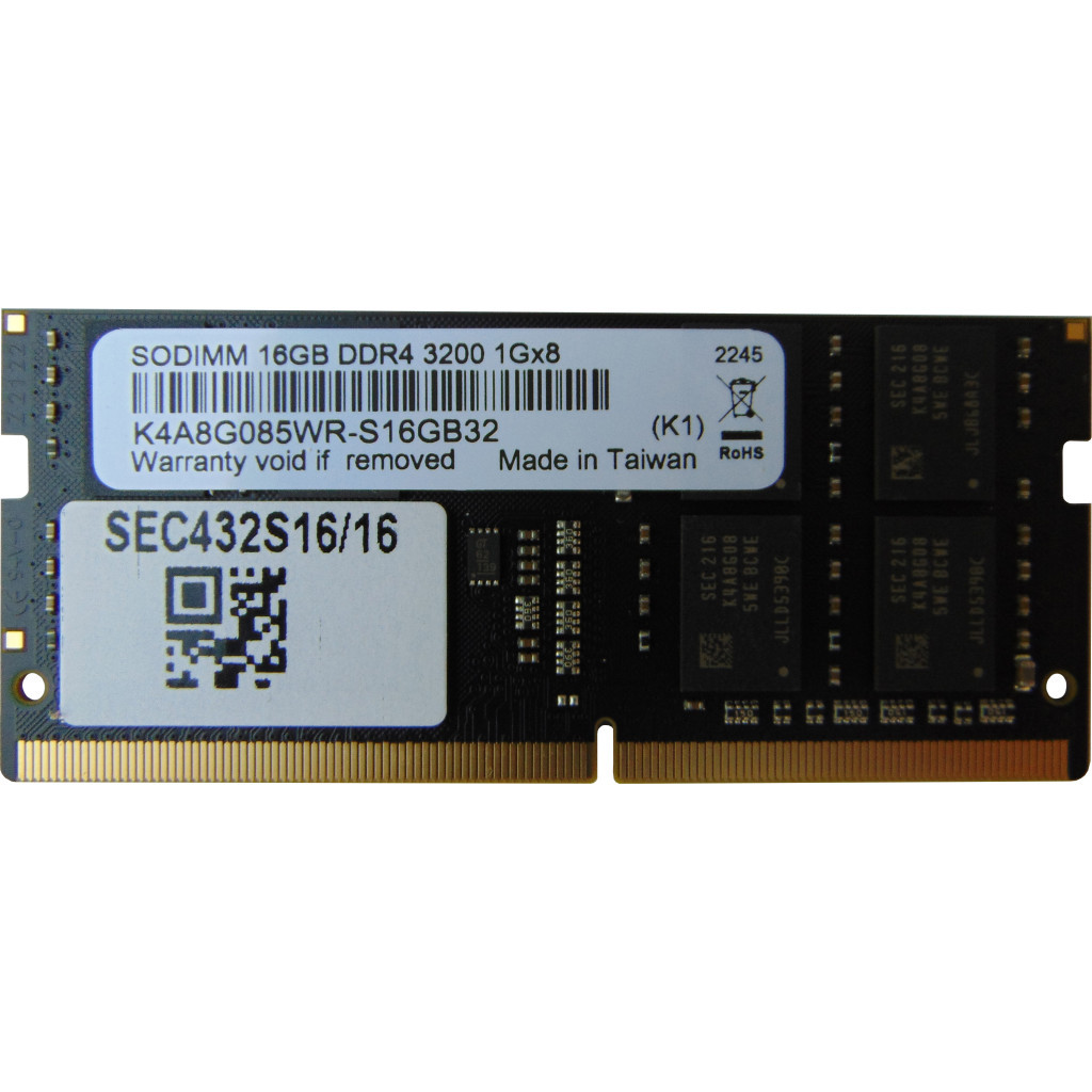 Модуль пам'яті для ноутбука SoDIMM DDR4 16GB 3200 MHz Samsung (SEC432S16/16) - зображення 1