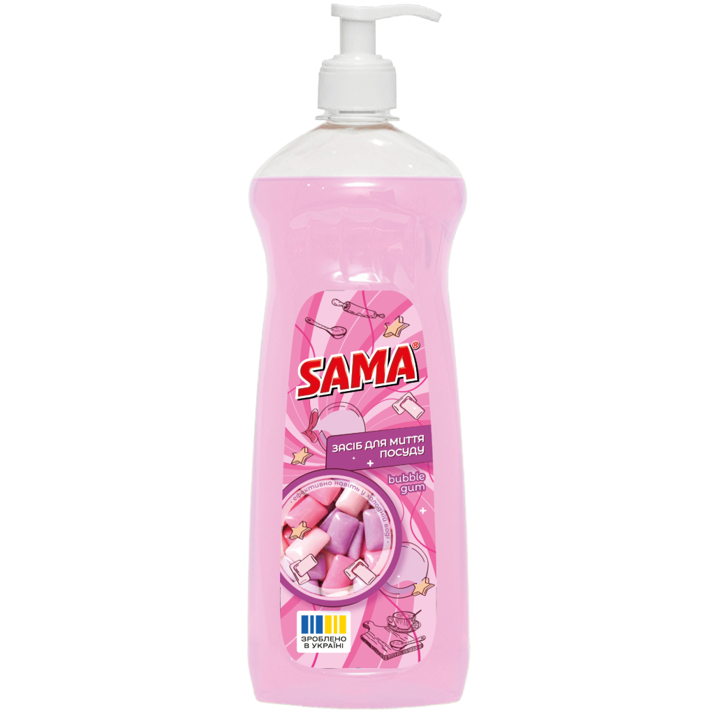 Засіб для ручного миття посуду Sama Bubble Gum 1000 г (4820270632116) - зображення 1