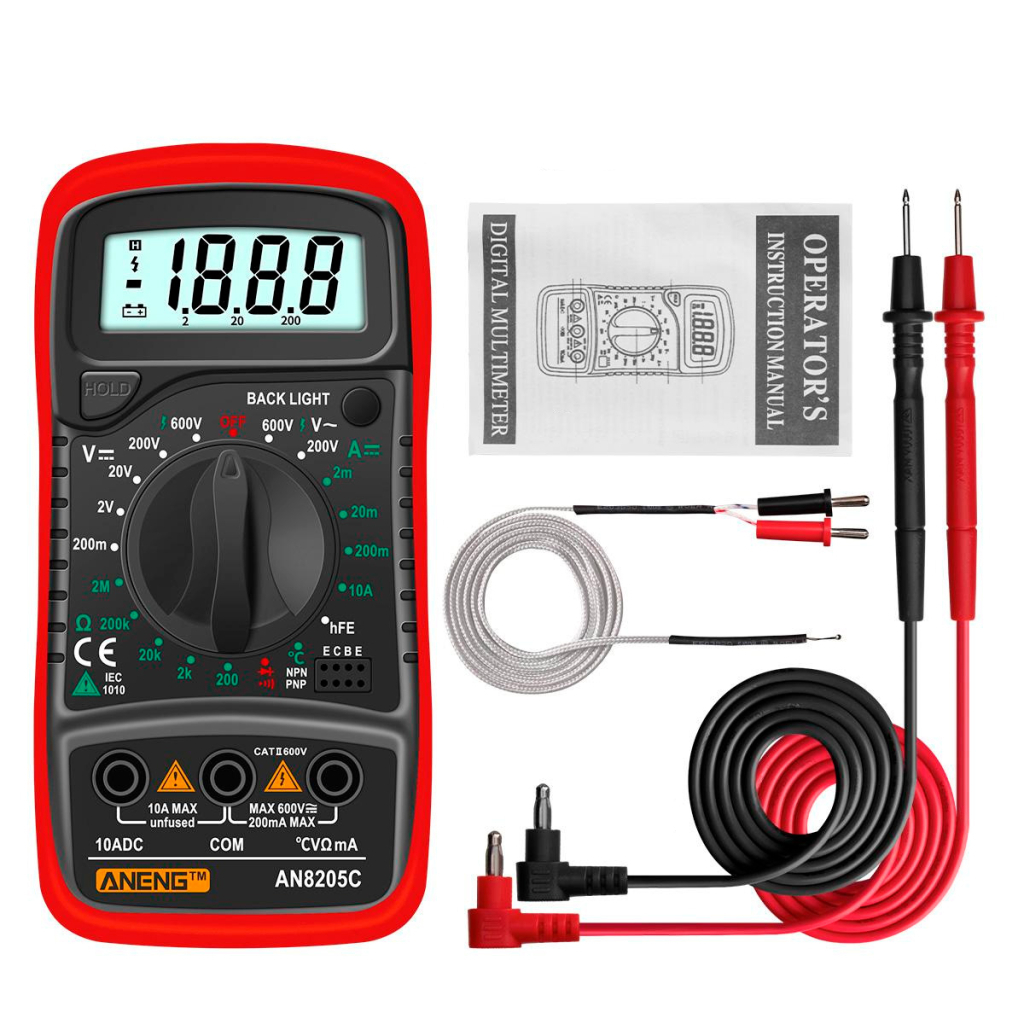 Цифровий мультиметр ANENG AN8205C, V, A, R, T, функция hFE (AN8205C) - зображення 5