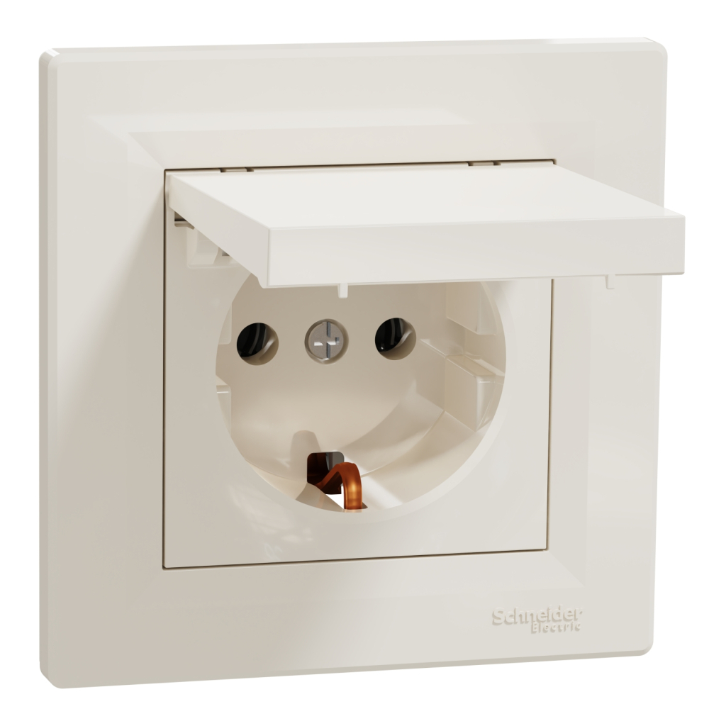 Розетка Schneider Electric ASFORA з кришкою, крем (EPH3100123) - изображение 2