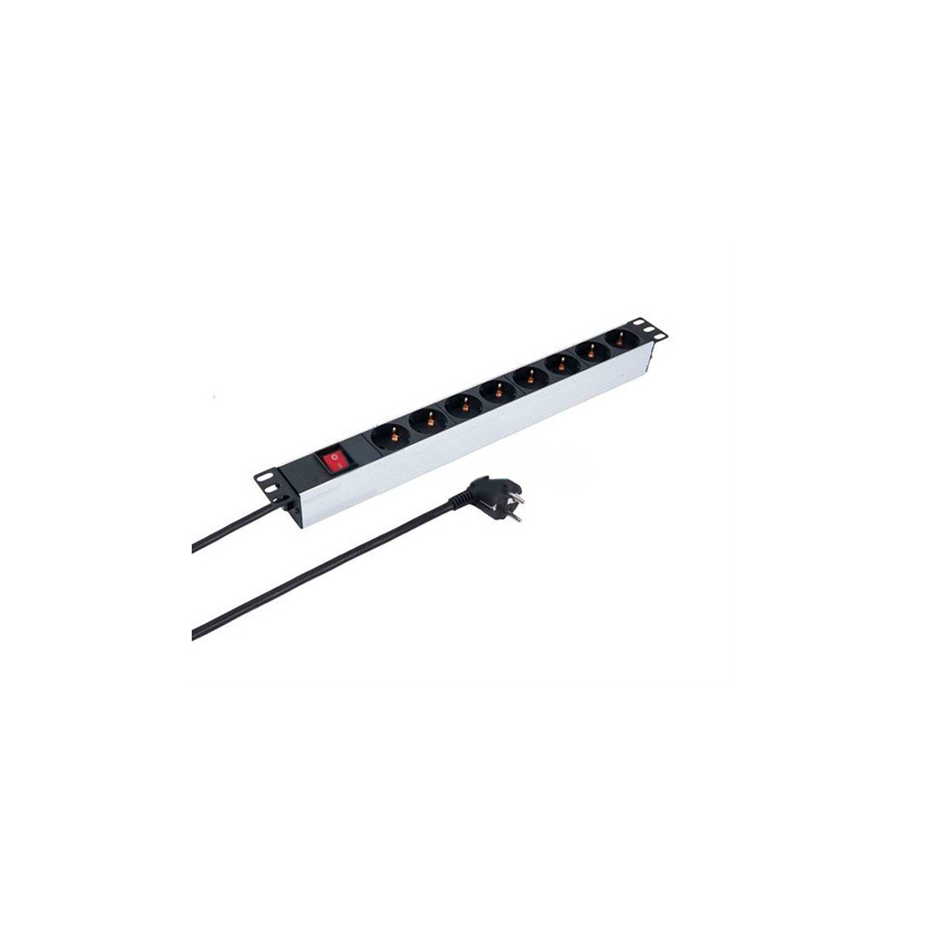 Силовий блок Kingda 19" 1U 8xSchuko, вимикач, кабель 2м (KD-PDU-GM-1U-P8) - зображення 1