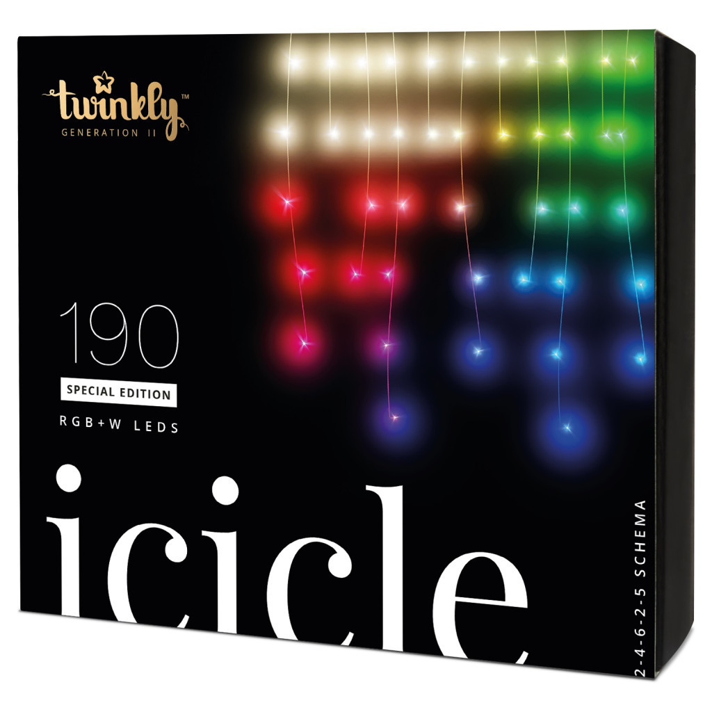 Гірлянда Twinkly Smart LED Icicle RGBW 190, BT+WiFi, Gen II, IP44 кабель проз (TWI190SPP-TEU) - зображення 1