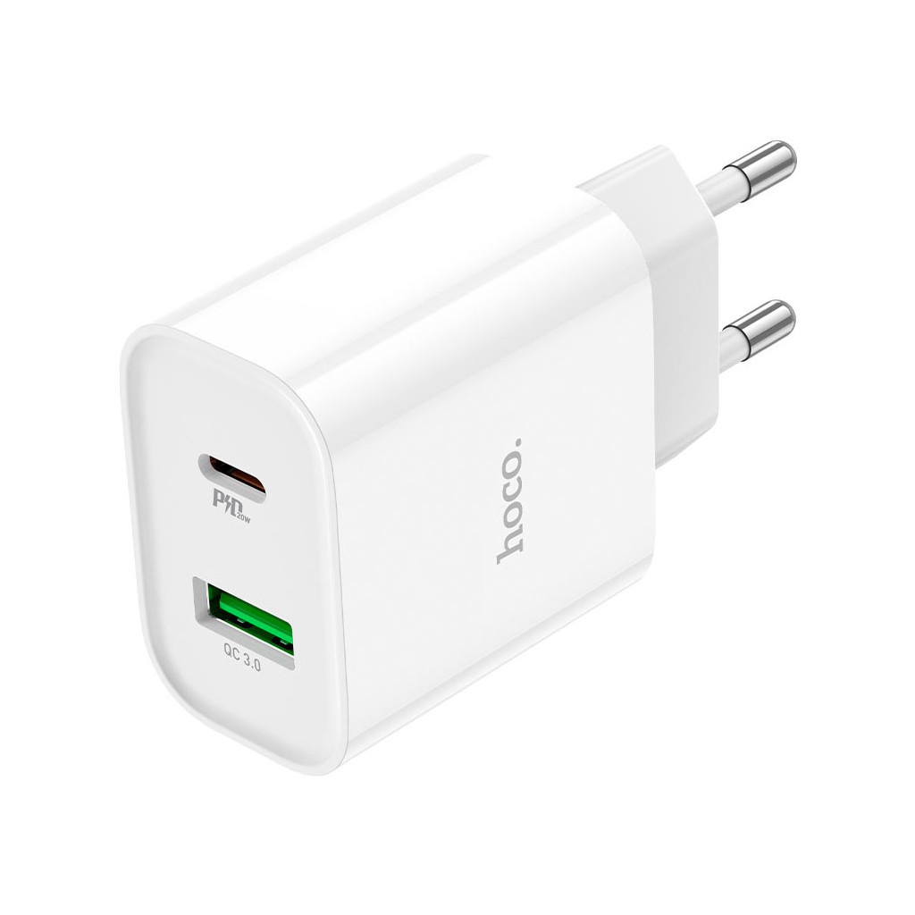 Зарядний пристрій HOCO C80A Plus Rapido PD20W+QC3.0 charger set(C to C) White (6931474779908) - зображення 7