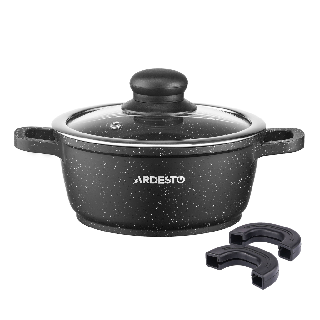 Каструля Ardesto Gemini Anzio, 1.2л, алюміній, чорний (AR2412GE) - зображення 9