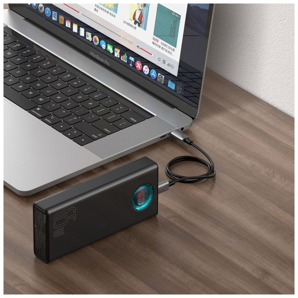Батарея універсальна Baseus Amblight Digital Quick 30000mAh 65W, Black (PPLG00101) - зображення 7